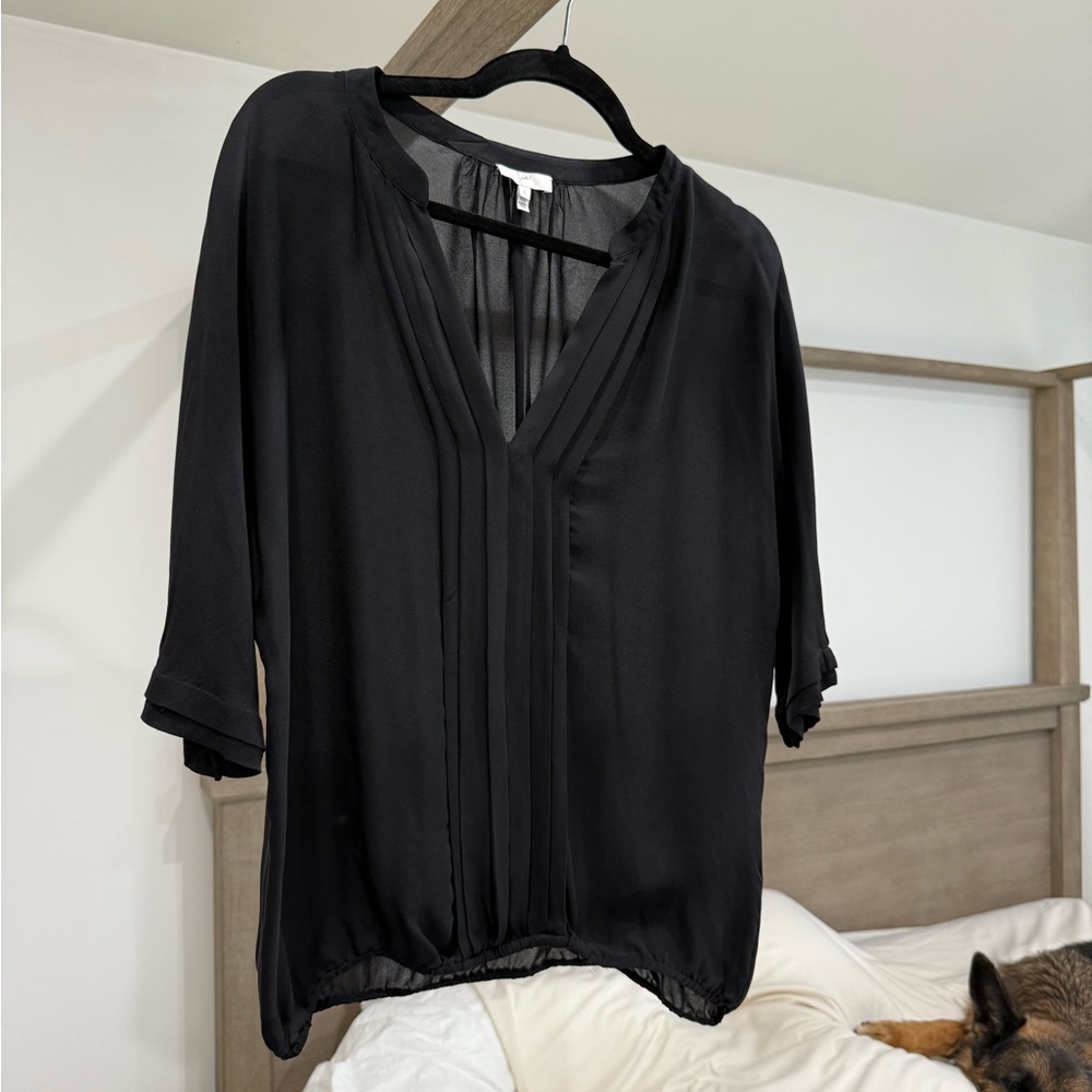 Joie Black Sheer Blouse Large
